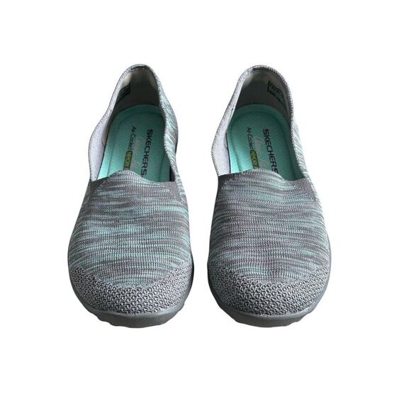 Skechers Empress Size 7 Classic Fit Air Cooled Memory Foam Green & Gray Slip Ons - Picture 2 of 6